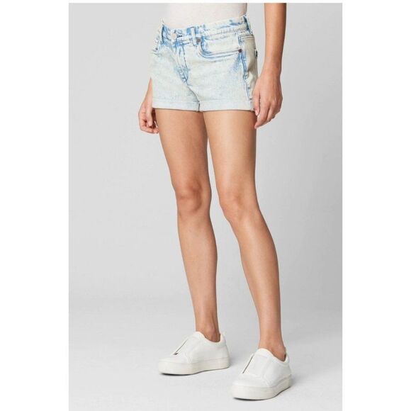 Blank NYC The Fulton Denim Roll Up Shorts Light Wash Raw Hem 100% Cotton - Picture 2 of 12